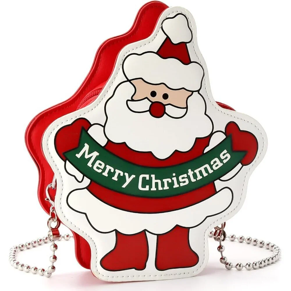 Santa Shaped Crossbody Purse Women's Holiday Bag Cute Xmas Shoulder Bag
